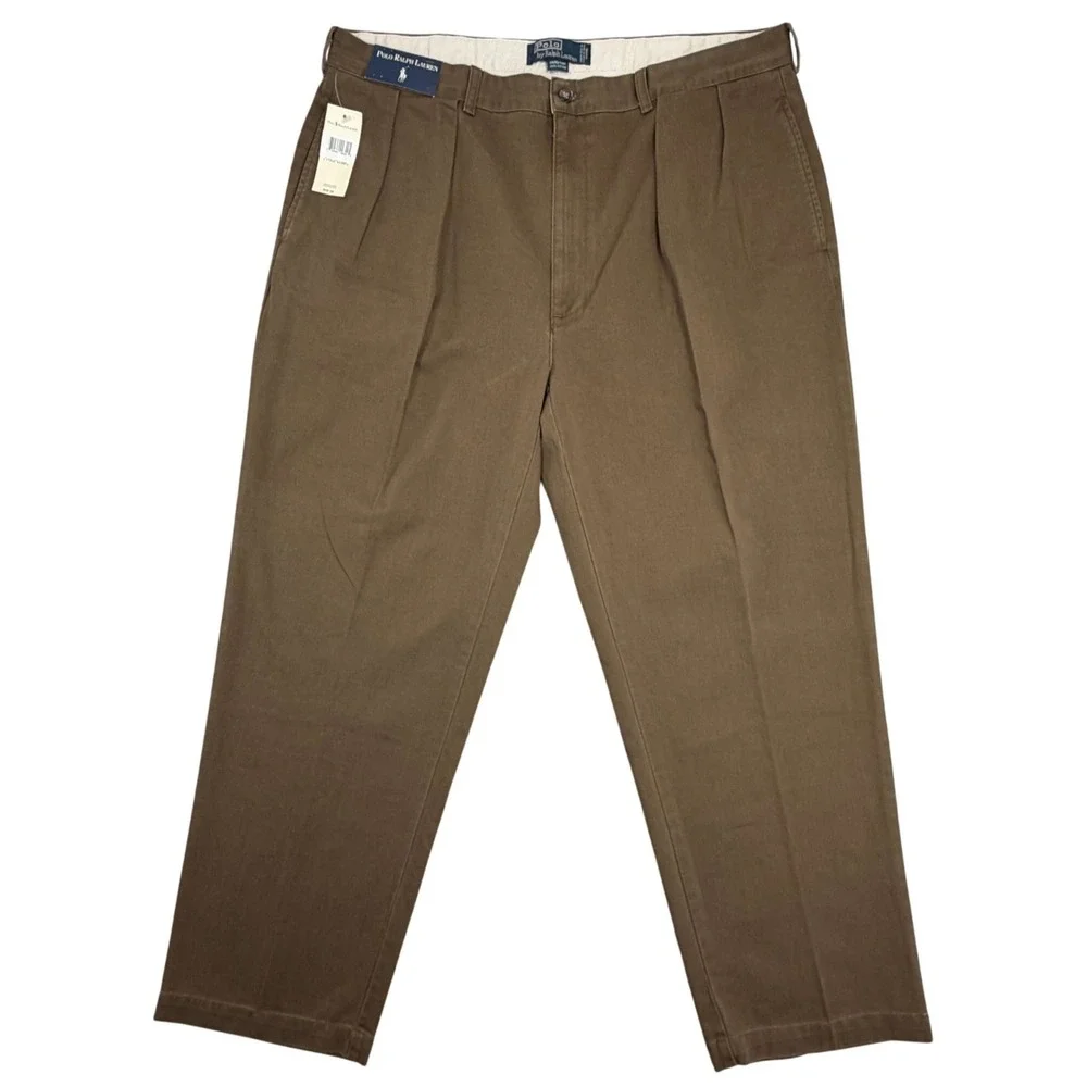 Vintage Polo Ralph Lauren Andrew Pant Mens 40x30 Brown Pleated Deadstock NWT